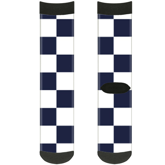 Sock Pair - Polyester - Checker Midnight Blue White - CREW