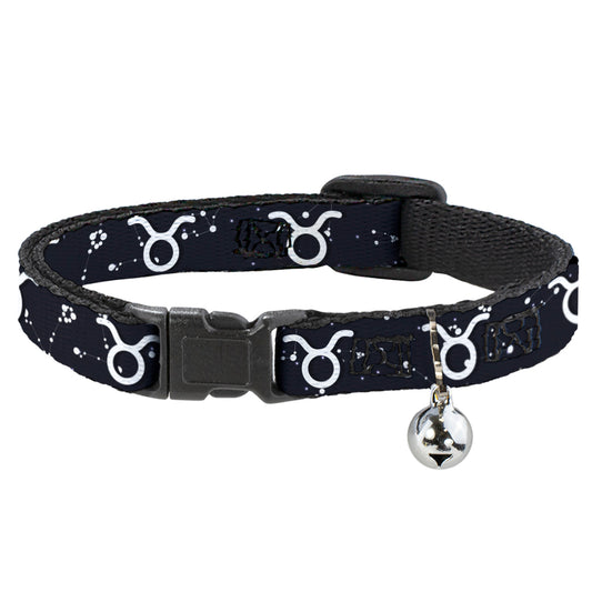 Cat Collar Breakaway - Zodiac Taurus Symbol Constellations Black White