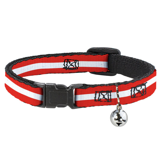 Cat Collar Breakaway - Stripes Red White Red