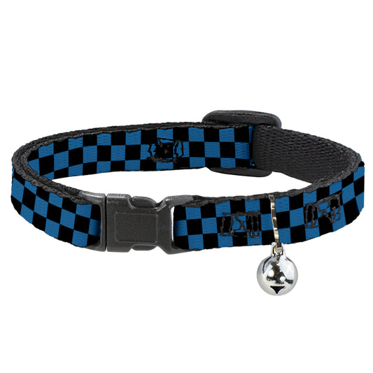Cat Collar Breakaway - Checker Black Turquoise