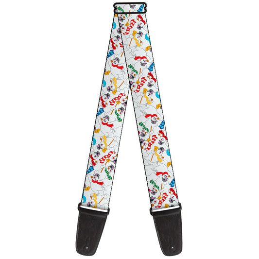 Guitar Strap - Frosty the Snowman Pose Scattered White