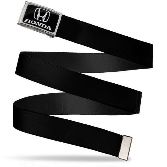 Honda FCG Black Silver - Chrome Buckle Web Belt - Black Webbing