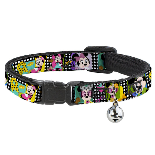 Cat Collar Breakaway - Mini Minnie Fashion Poses Polka Dot Black White Multi Color