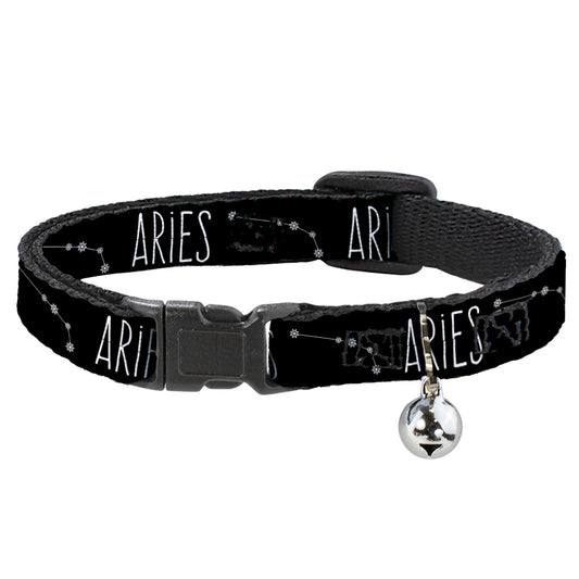 Cat Collar Breakaway - Zodiac ARIES Constellation Black White