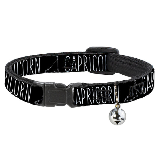 Cat Collar Breakaway - Zodiac CAPRICORN Constellation Black White
