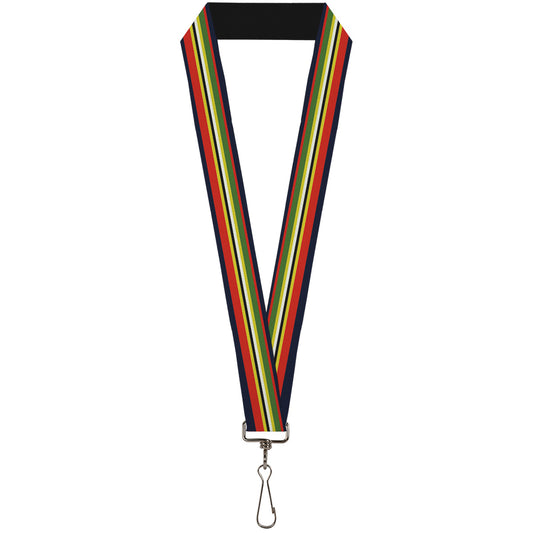 Lanyard - 1.0" - Stripes Navy Red Yellow Black White Green