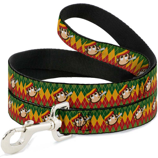 Dog Leash - Smoking Monkey Repeat Argyle Rasta