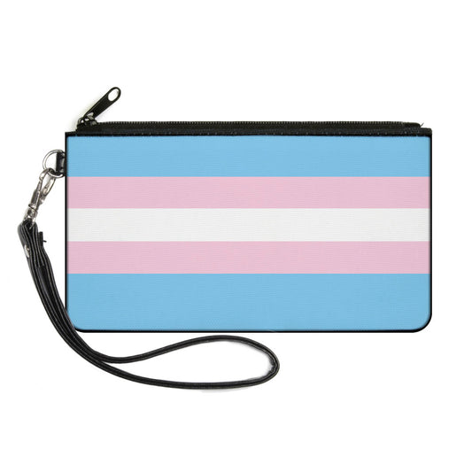 Canvas Zipper Wallet - LARGE - Flag Transgender Baby Blue Baby Pink White