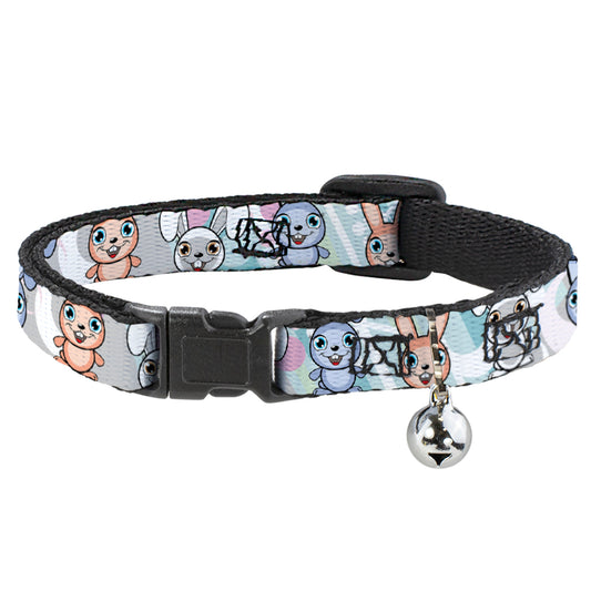 Cat Collar Breakaway - Cute Bunnies Multi Pastel