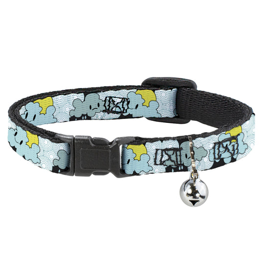 Cat Collar Breakaway - Cloudy Skies Rain Clouds White Blues