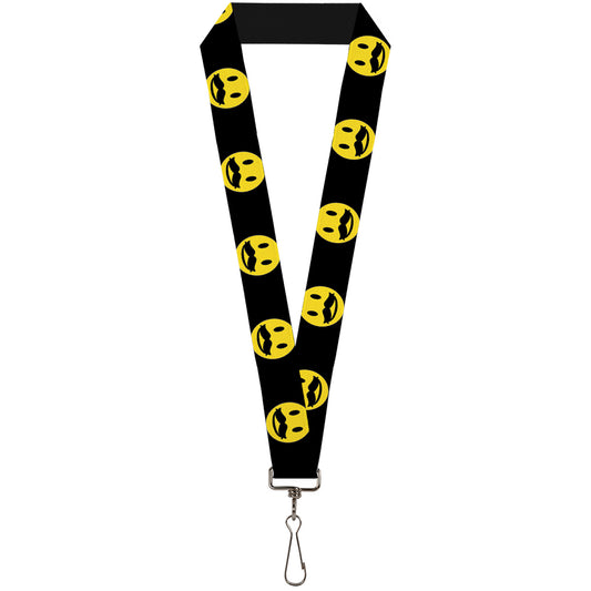 Lanyard - 1.0" - Mustache Happy Face2 Black Yellow Black