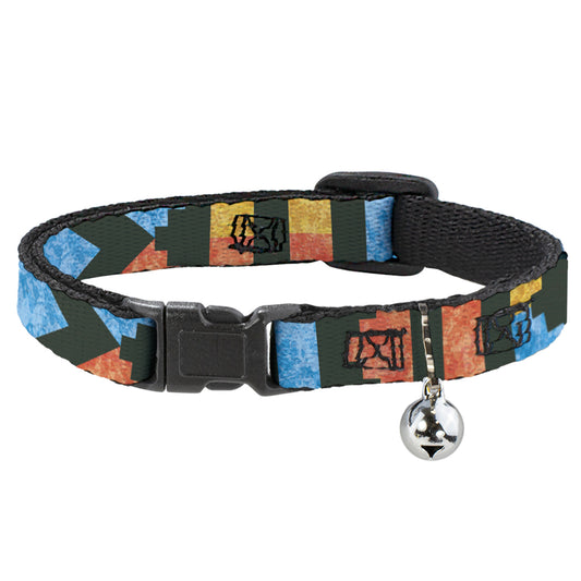 Cat Collar Breakaway - Geometric8 Charcoal Orange Gold Blue