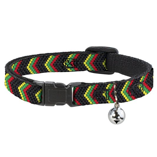 Cat Collar Breakaway - Chevron Weave Black Rasta