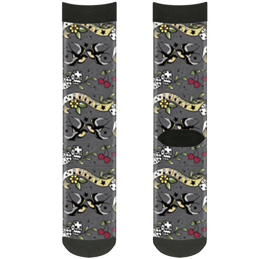 Sock Pair - Polyester - Lucky Gray - CREW