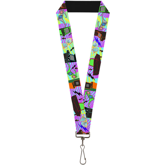 Lanyard - 1.0" - Eighties Arcade Multi Neon Stripes