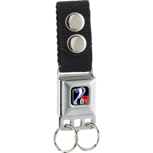 Keychain - Flaming Cobra Jet Logo Full Color Black Red White Blue