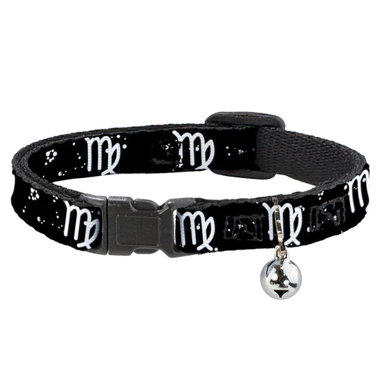 Cat Collar Breakaway - Zodiac Virgo Symbol Constellations Black White