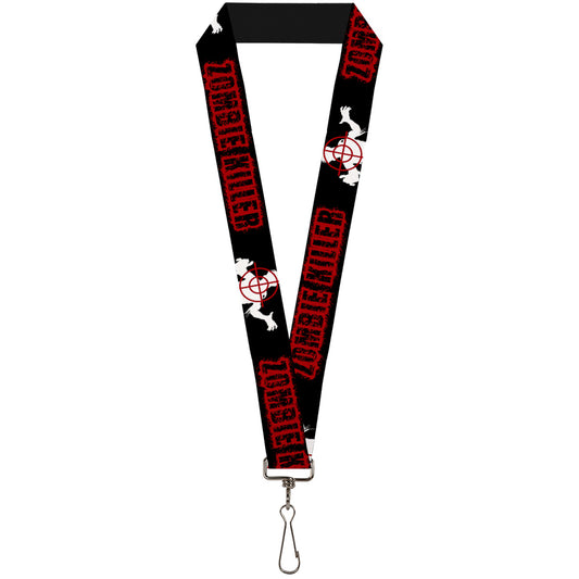 Lanyard - 1.0" - ZOMBIE KILLER Zombie Target Black White Red