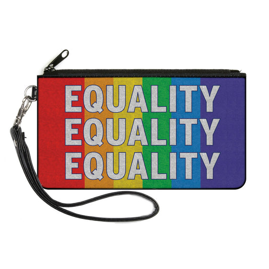 Canvas Zipper Wallet - SMALL - EQUALITY Blocks Rainbow Blue White