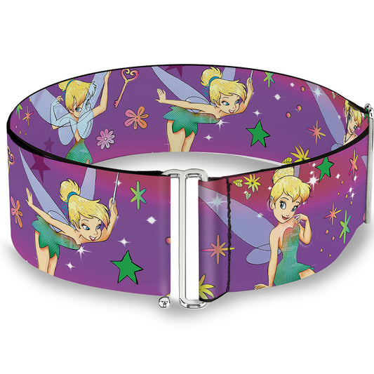 Cinch Waist Belt - Tinker Bell Poses Flowers Stars Skull Purple