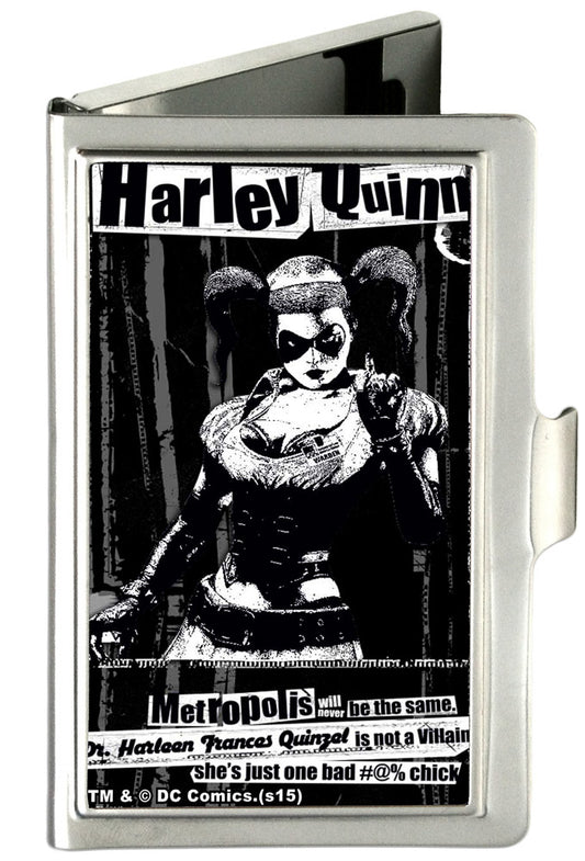 Business Card Holder - SMALL - HARLEY QUINN Pose METROPOLIS WILL NEVER BE THE SAME FCG Black Grays White