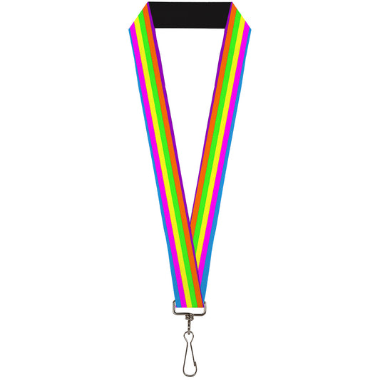 Lanyard - 1.0" - Stripes Purple Orange Green Yellow Pink Blue