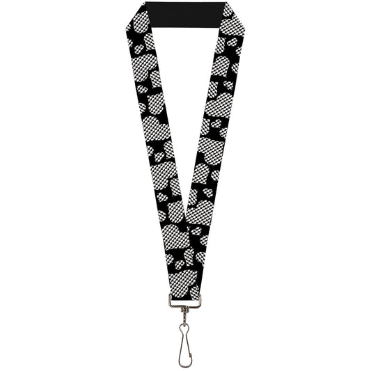 Lanyard - 1.0" - Eighties Hearts Black White