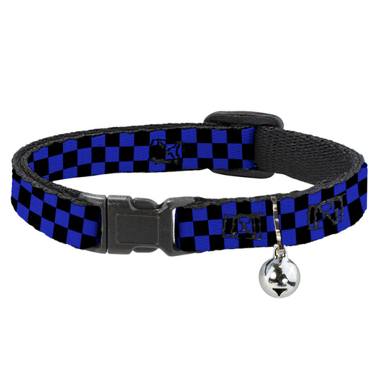 Cat Collar Breakaway - Checker Black Neon Blue