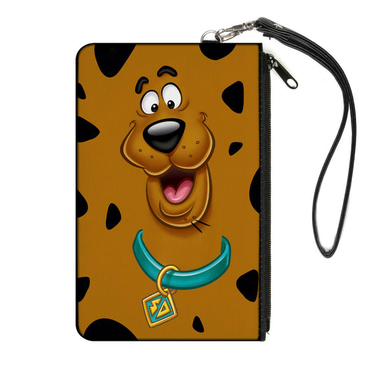 Canvas Zipper Wallet - LARGE - Scooby Doo Smiling Face Spots Brown Black