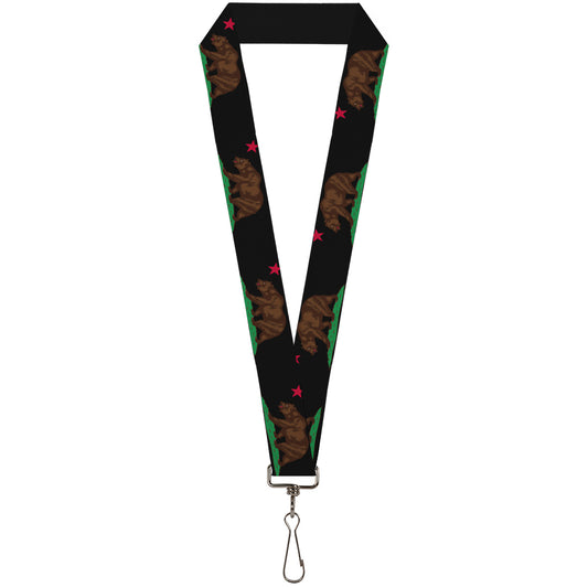 Lanyard - 1.0" - California Flag Bear Black