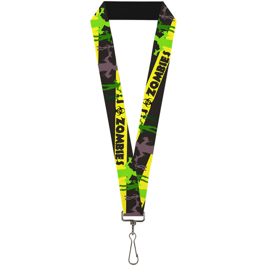 Lanyard - 1.0" - Zombies Biohazard Black Yellow Green