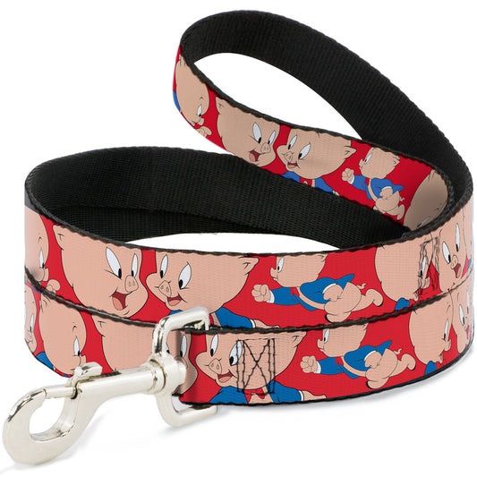 Dog Leash - Porky Pig Expressions Red