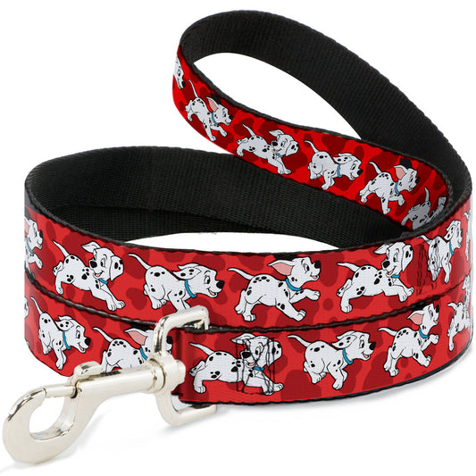 Dog Leash - Dalmatians Running/Paws Reds/White/Black