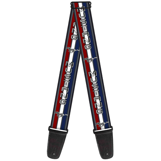 Guitar Strap - Mustang Text w Tri-Bar Stripe