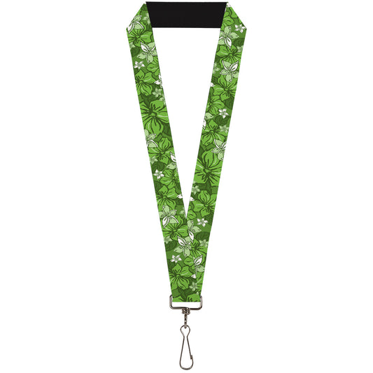 Lanyard - 1.0" - Hibiscus Collage Green Shades