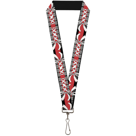 Lanyard - 1.0" - Corset Lace Up w Bow Black Red