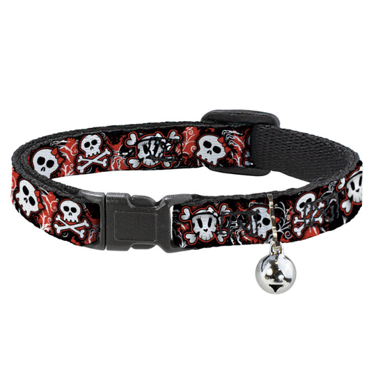 Cat Collar Breakaway - Girlie Skull Black Red