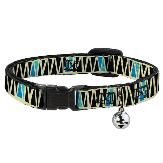 Cat Collar Breakaway - Zig Zag Doodle Cream Black Blues