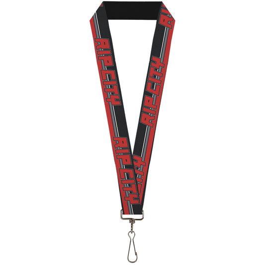 Lanyard - 1.0" - RIP CITY Stripe Mesh Black Gray Red