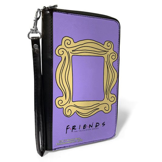 Women's PU Zip Around Wallet Rectangle - Friends Monica's Peephole Frame Lavender Yellow