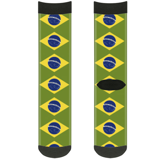 Sock Pair - Polyester - Brazil Flags - CREW