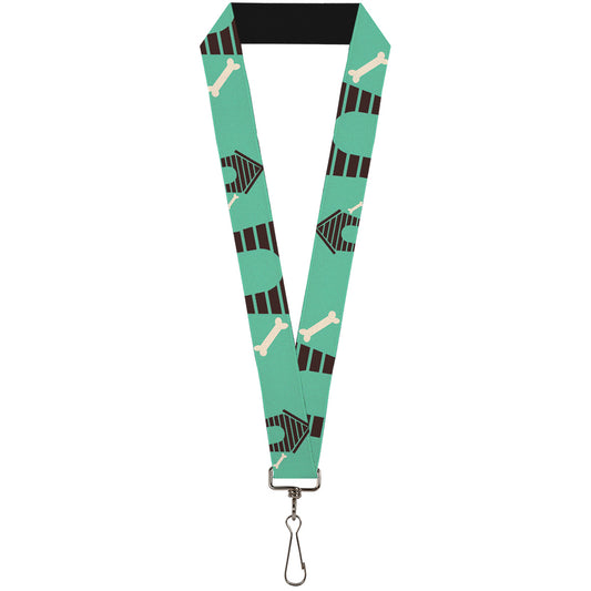 Lanyard - 1.0" - Dog House & Bone Turquoise Brown