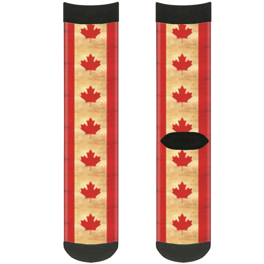 Sock Pair - Polyester - Canada Flag Continuous Vintage - CREW