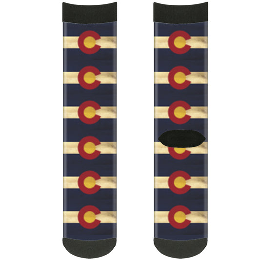 Sock Pair - Polyester - Colorado Flag Continuous Vintage - CREW
