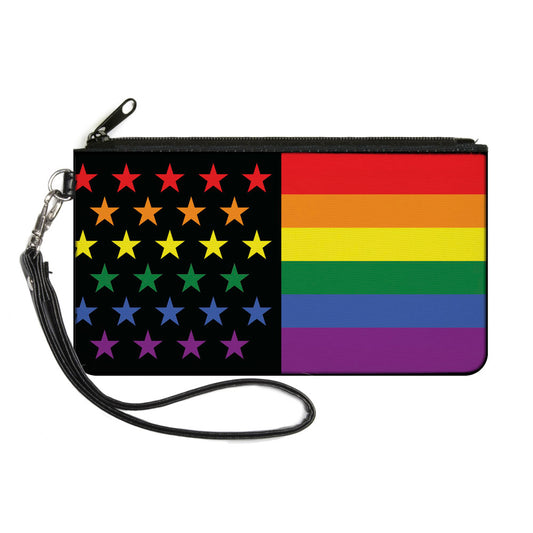 Canvas Zipper Wallet - SMALL - Flag American Pride Rainbow Black