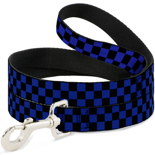 Dog Leash - Checker Black/Neon Blue