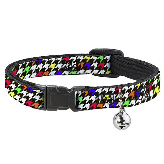 Cat Collar Breakaway - Houndstooth Black White Multi Neon