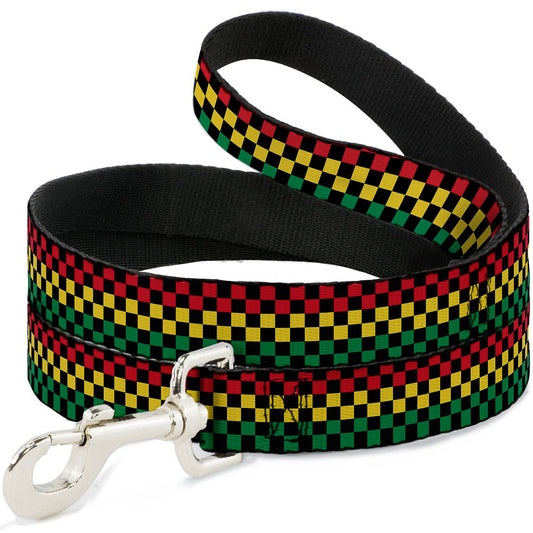 Dog Leash - Checker Black/Rasta