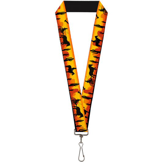 Lanyard - 1.0" - Cowboy Silhouette Western Landscape Reds Black