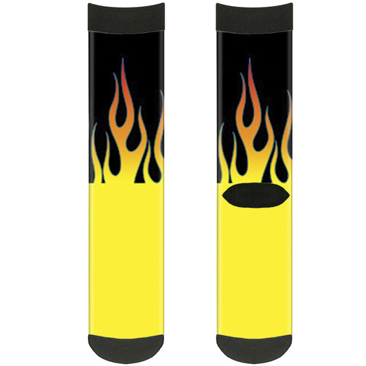 Sock Pair - Polyester - Flames Black Yellow Orange - CREW